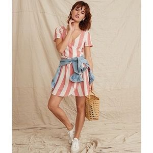 Marine Layer Frances Wrap Dress poppy red white